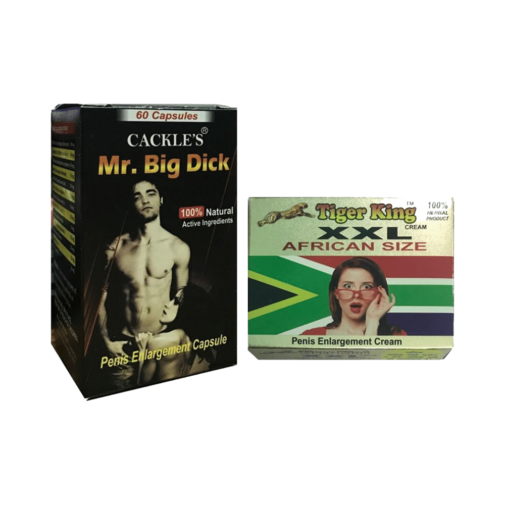 Cackle's Combo Pack of Mr. Big Dick 60 Capsule & Tiger King XXL Cream 25gm - Image 1