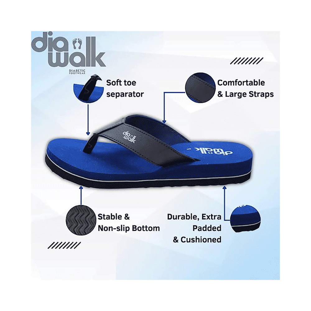 Diawalk DPM 001 Doctor Soft Orthopedic & Diabetic Flip-Flops Slippers For Men Blue 9 - Image 3