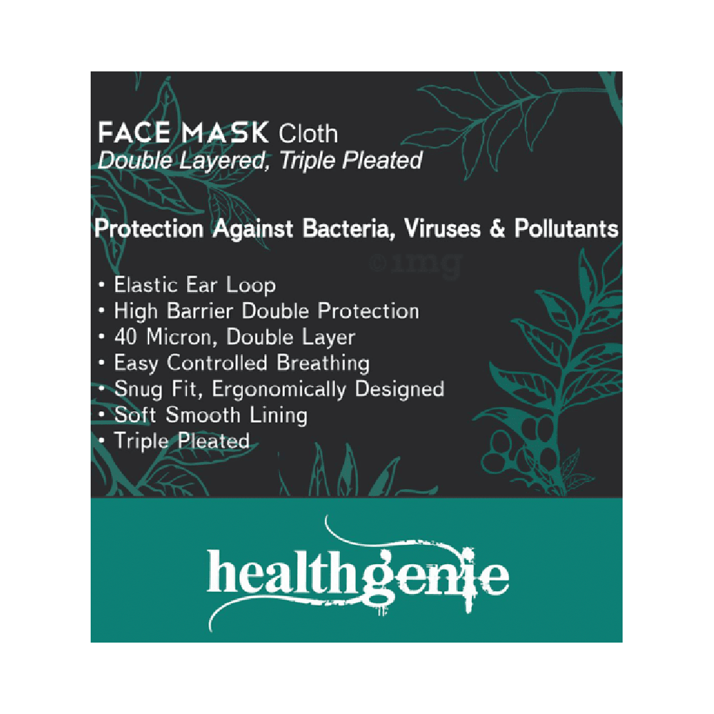 Healthgenie FM 201 Washable & Reusable Double Layered, Triple Pleated Cloth Face Mask Large Blue - Image 5