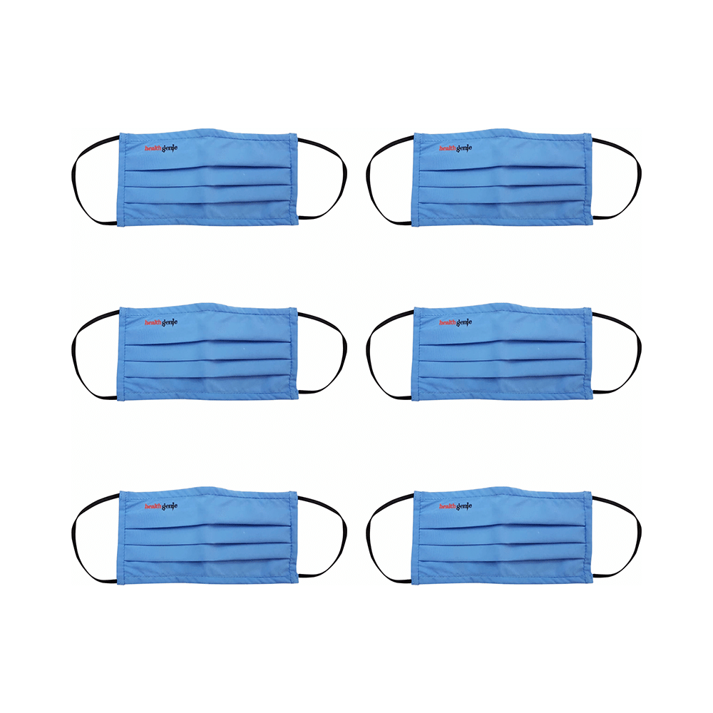 Healthgenie FM 201 Washable & Reusable Double Layered, Triple Pleated Cloth Face Mask Large Blue - Image 2