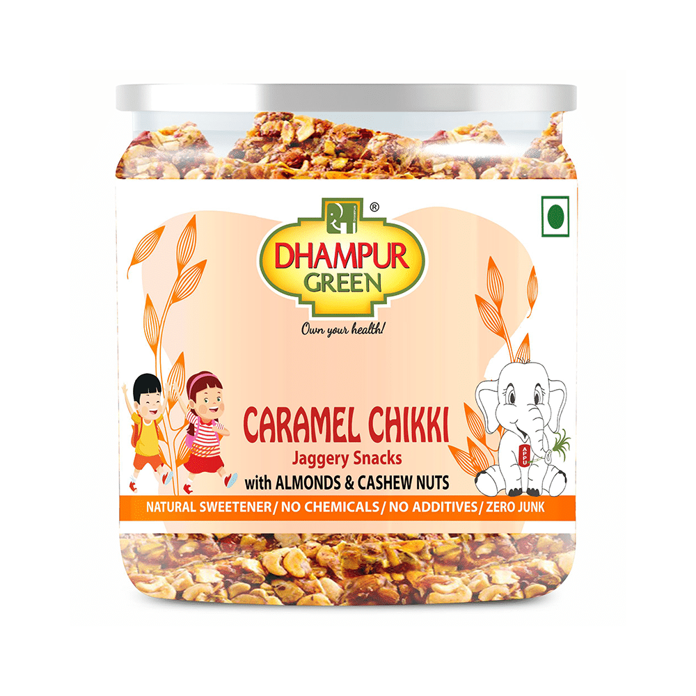 Dhampur Green Caramel Brittles Almond & Cashew Nuts Badam & Kaju Chikki - Image 1