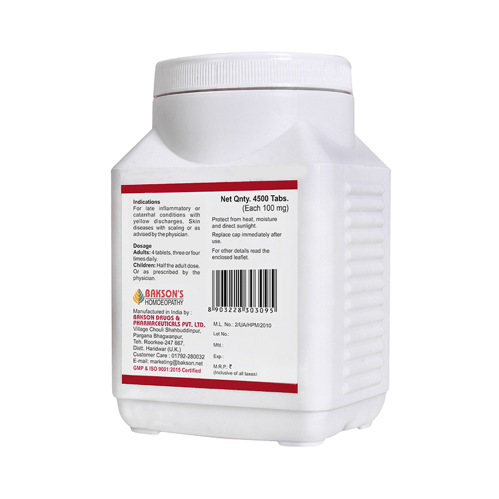 Bakson's Homeopathy Kali Sulphuricum Biochemic Tablet 12X - Image 2