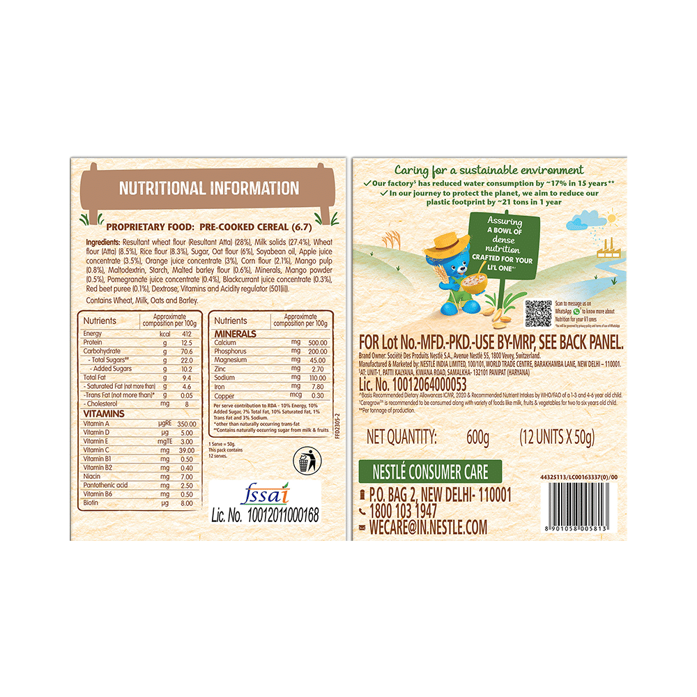 Nestle 2to6 Years Ceregrow Multigrain Cereal with Milk & Fruits Extra Saver Pack (50gm Each) - Image 3
