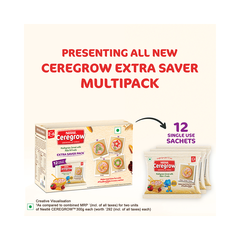 Nestle 2to6 Years Ceregrow Multigrain Cereal with Milk & Fruits Extra Saver Pack (50gm Each) - Image 8