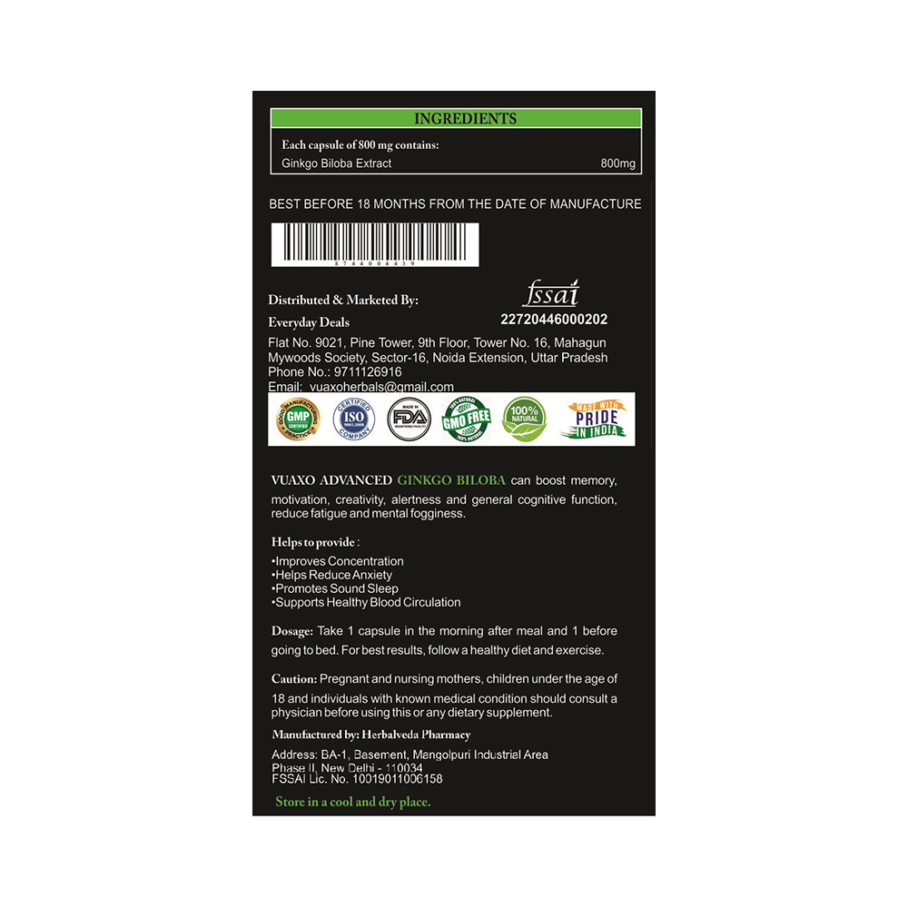 Vuaxo Herbals Advanced Ginkgo Biloba Capsule - Image 2
