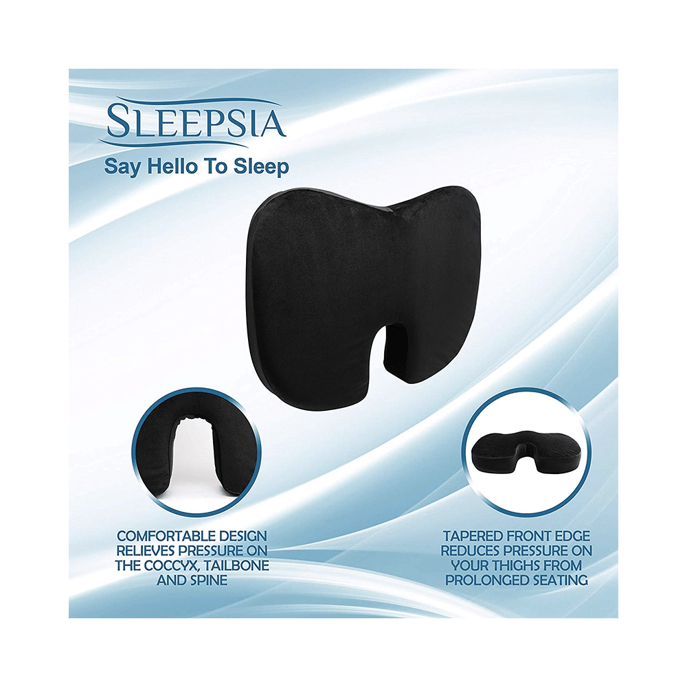 Sleepsia Advance Orthopaedic Coccyx Seat Cushion/Pillow with Memory Foam Black U Shaped - Image 3