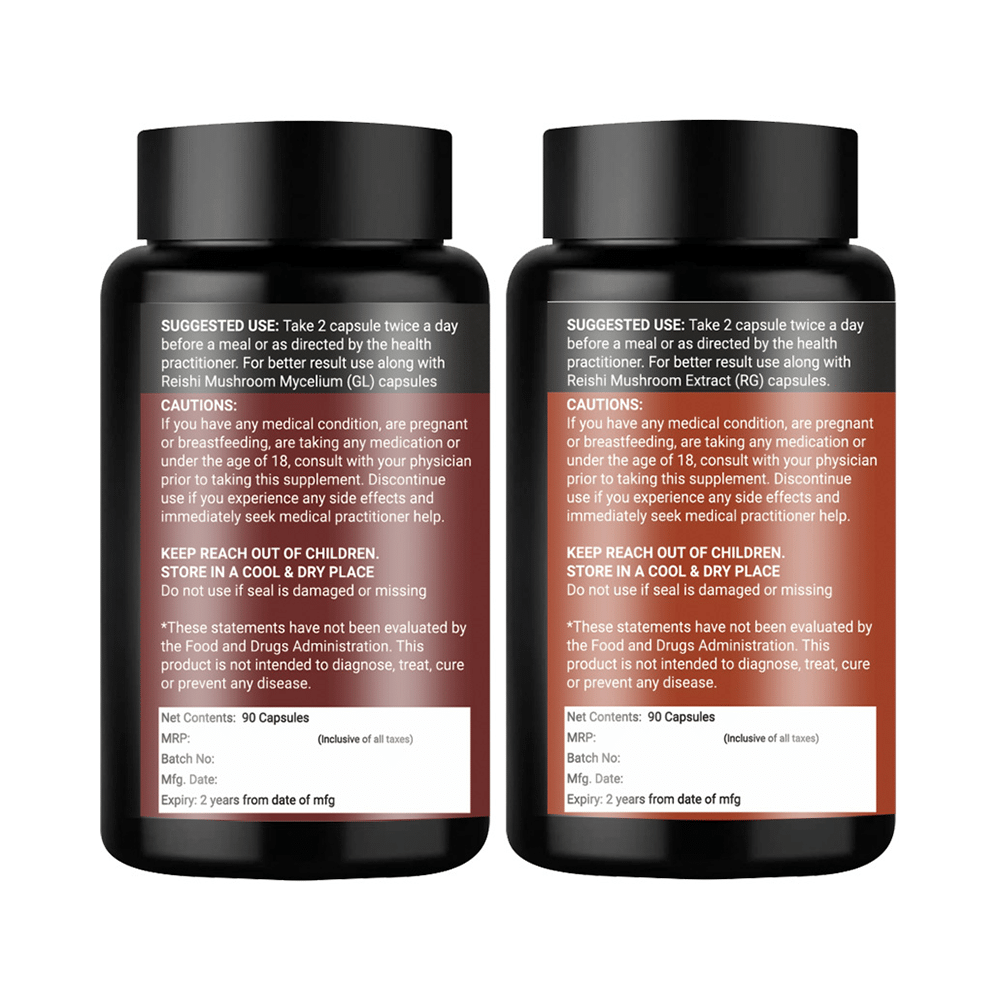 Mahogany Combo Pack of Reishi Mushroom Extract (RG) & Reishi Mushroom Mycelium (GL) Capsule (90Each) - Image 2