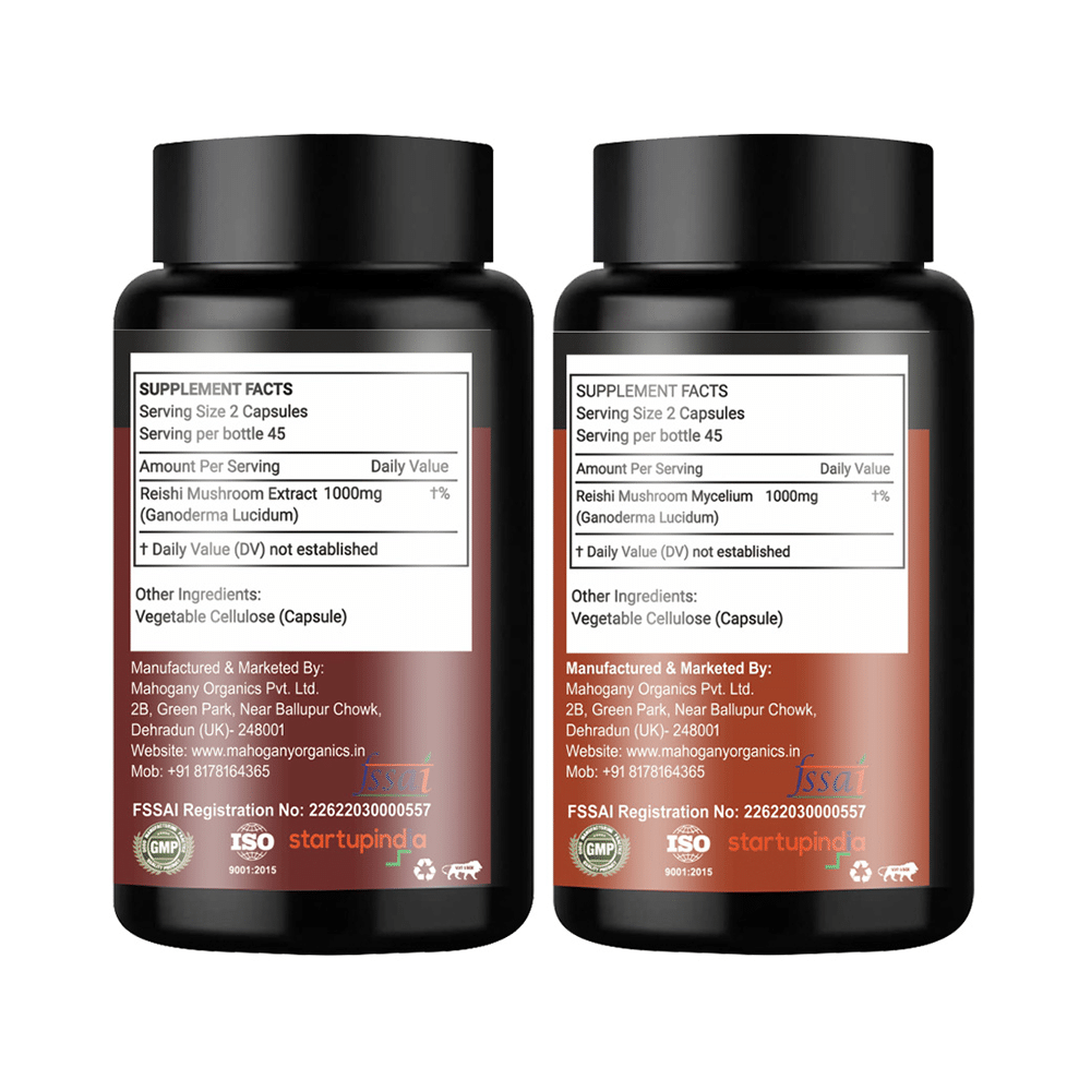 Mahogany Combo Pack of Reishi Mushroom Extract (RG) & Reishi Mushroom Mycelium (GL) Capsule (90Each) - Image 3