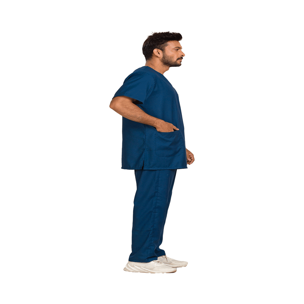 Agarwals Unisex Peacock Blue V-Neck Scrub Suit Top and Bottom Uniform Ideal  XL - Image 3