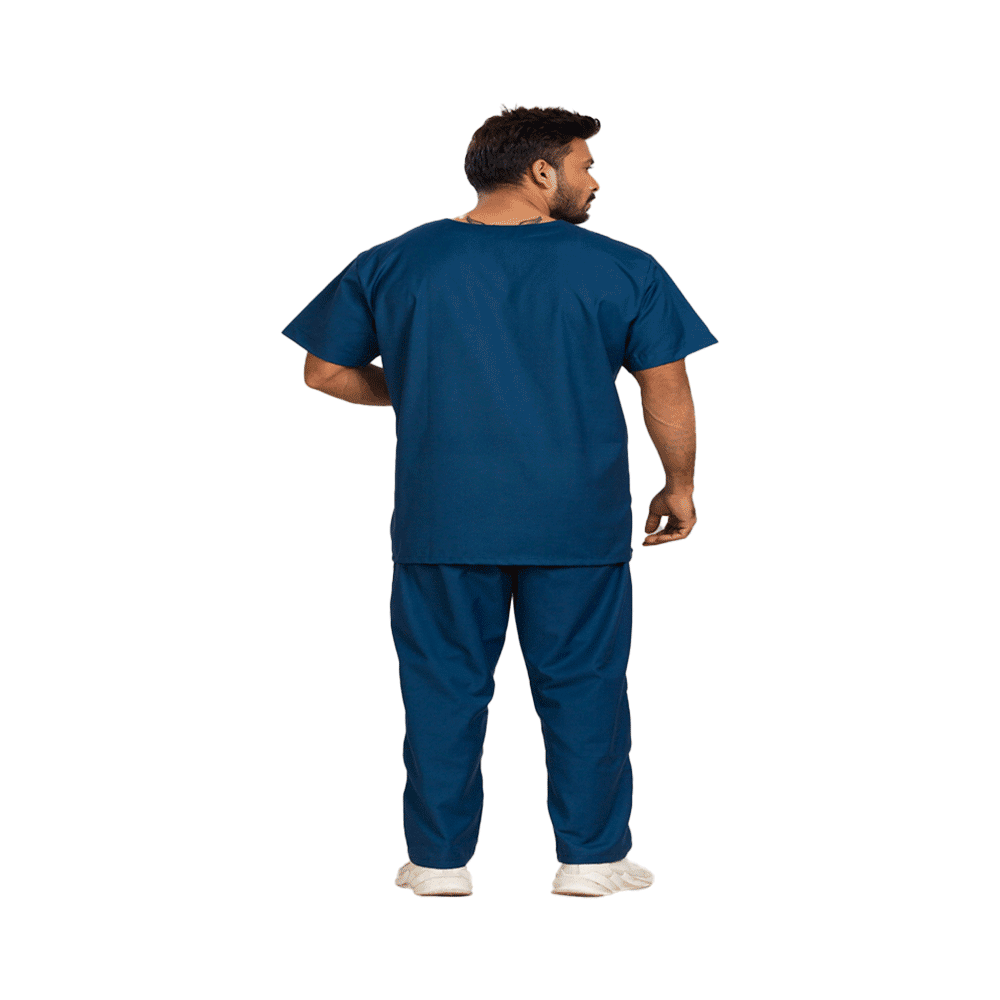 Agarwals Unisex Peacock Blue V-Neck Scrub Suit Top and Bottom Uniform Ideal  XL - Image 2
