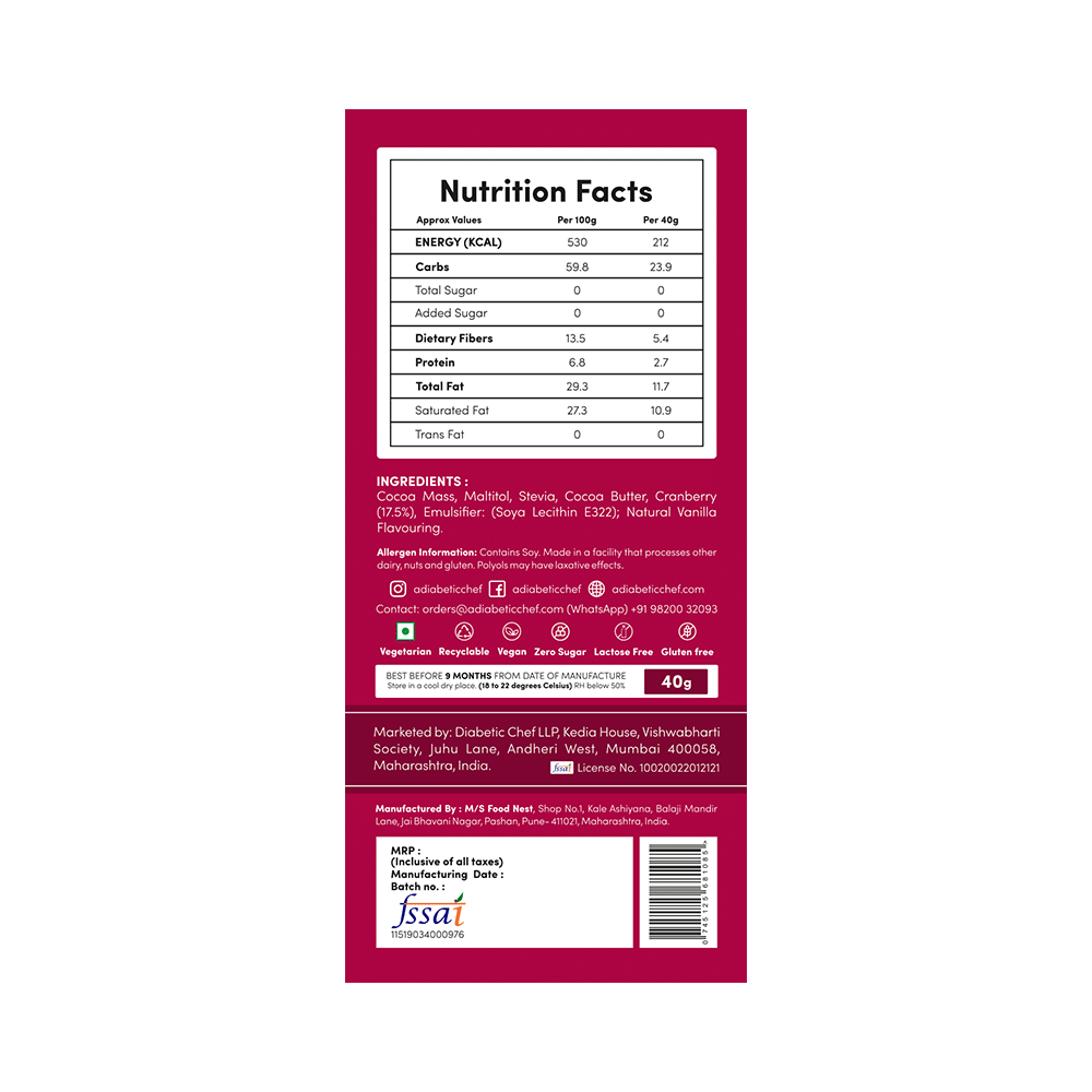 A Diabetic Chef Chocolate (40gm Each) Assorted Pack - Image 4