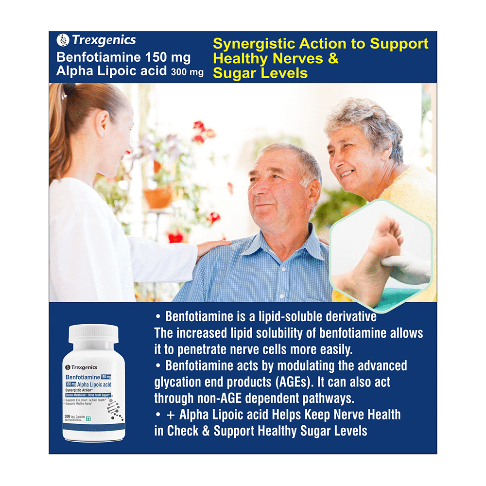 Trexgenics Benfotiamine 150mg Alpha Lipoic acid 300mg Veg Capsule - Image 5
