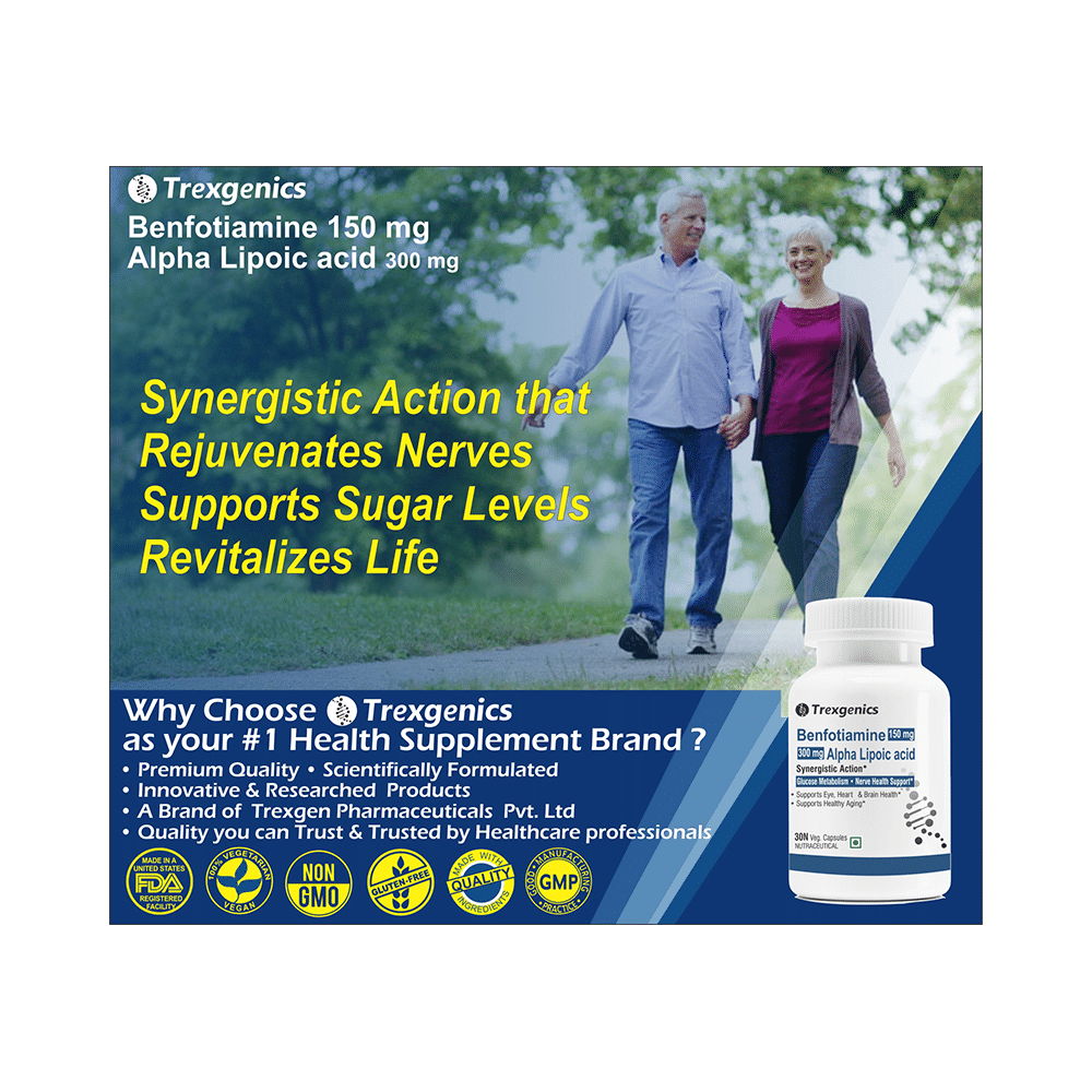 Trexgenics Benfotiamine 150mg Alpha Lipoic acid 300mg Veg Capsule - Image 6