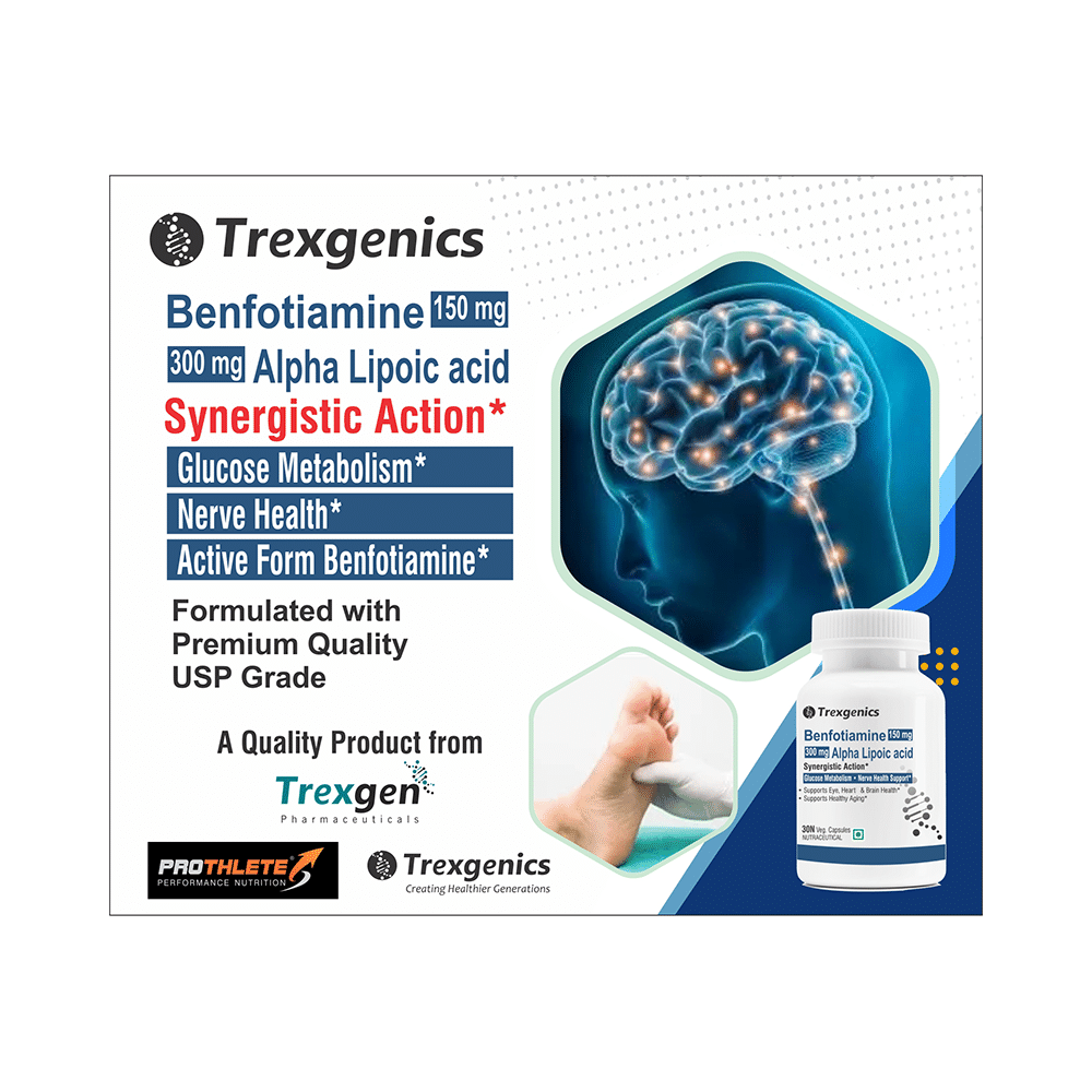 Trexgenics Benfotiamine 150mg Alpha Lipoic acid 300mg Veg Capsule - Image 3
