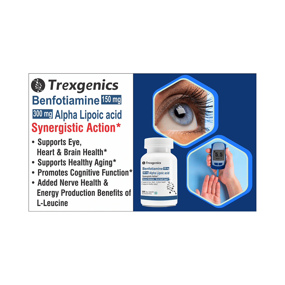 Trexgenics Benfotiamine 150mg Alpha Lipoic acid 300mg Veg Capsule - Image 4