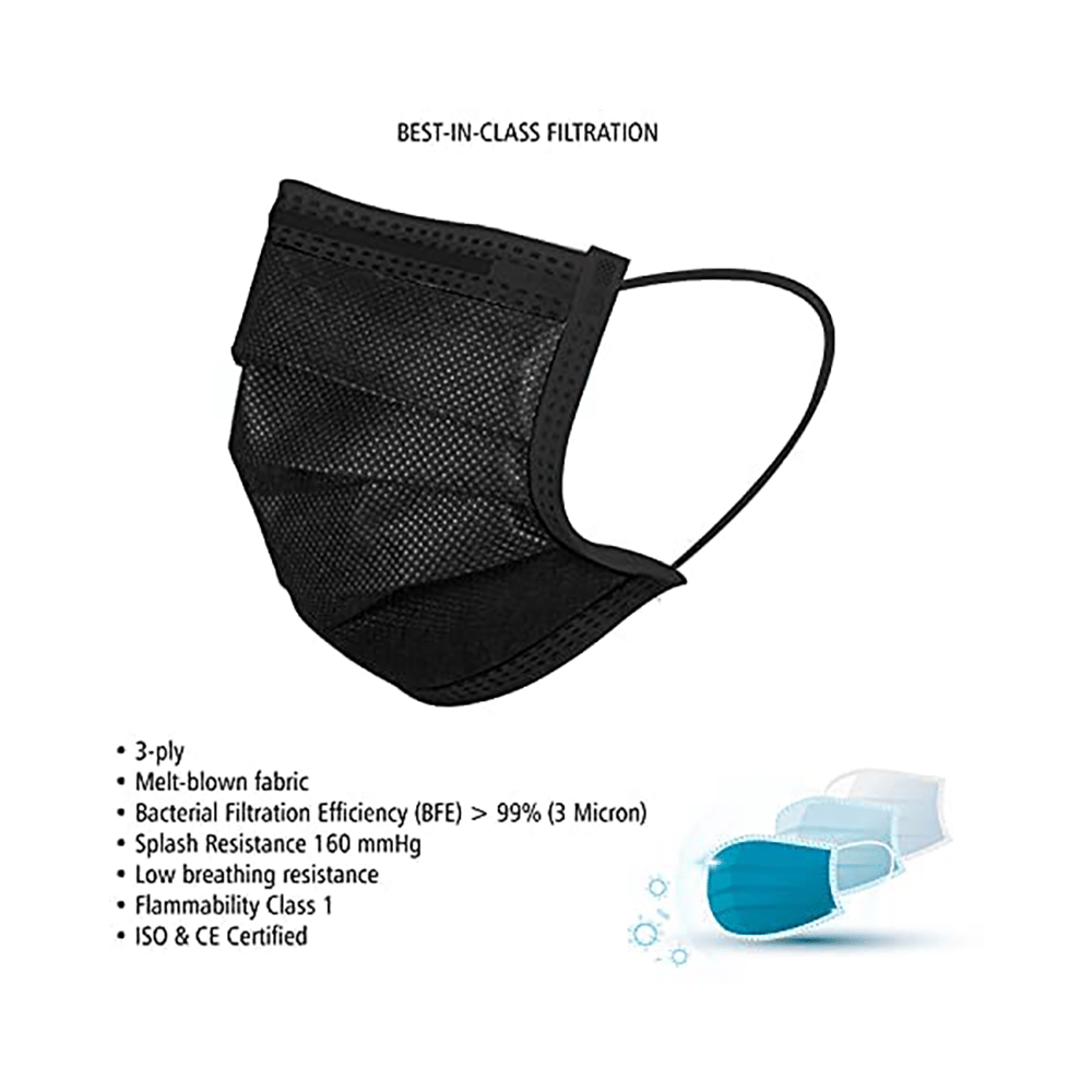 Hyjiva 3 Ply Disposable Face Mask for Children Black - Image 2