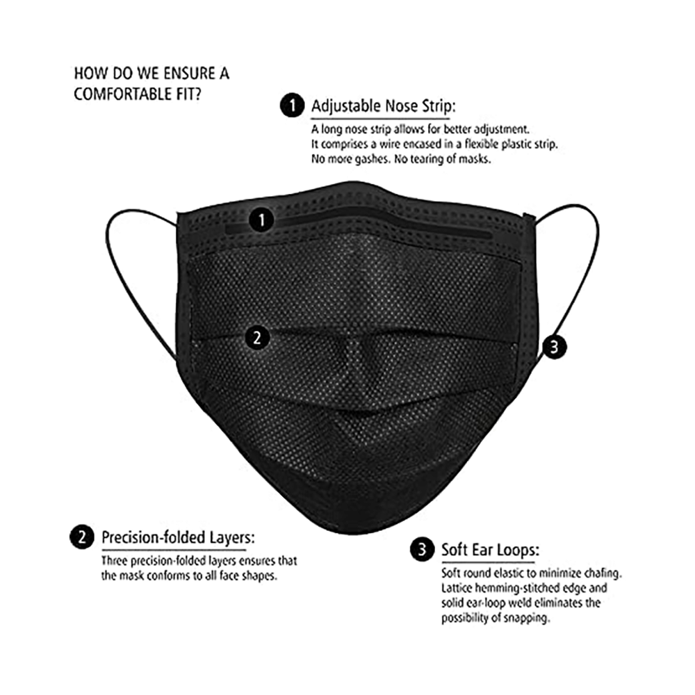 Hyjiva 3 Ply Disposable Face Mask for Children Black - Image 3