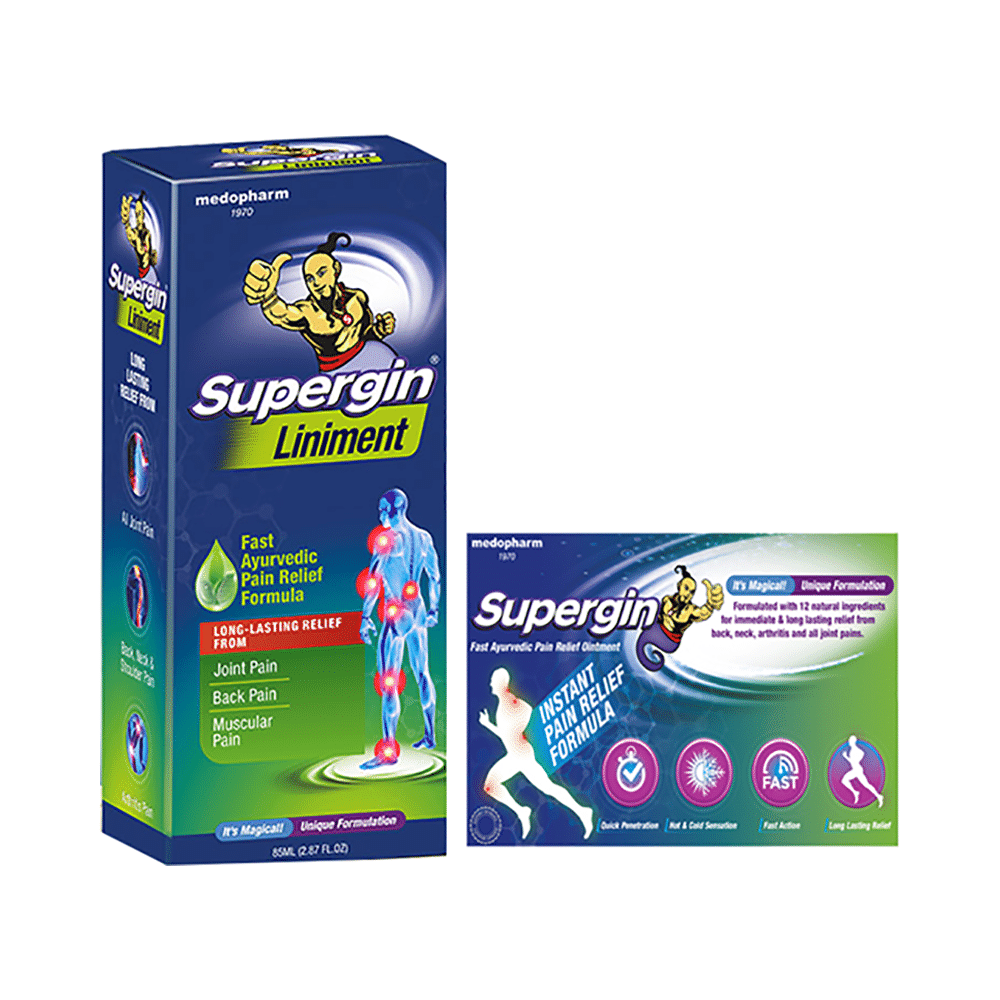 Medopharm Wellness Supergin Liniment Oil for Joint, Muscle, Back, Shoulder and Arthritis Pain with 10gm Ointment Free