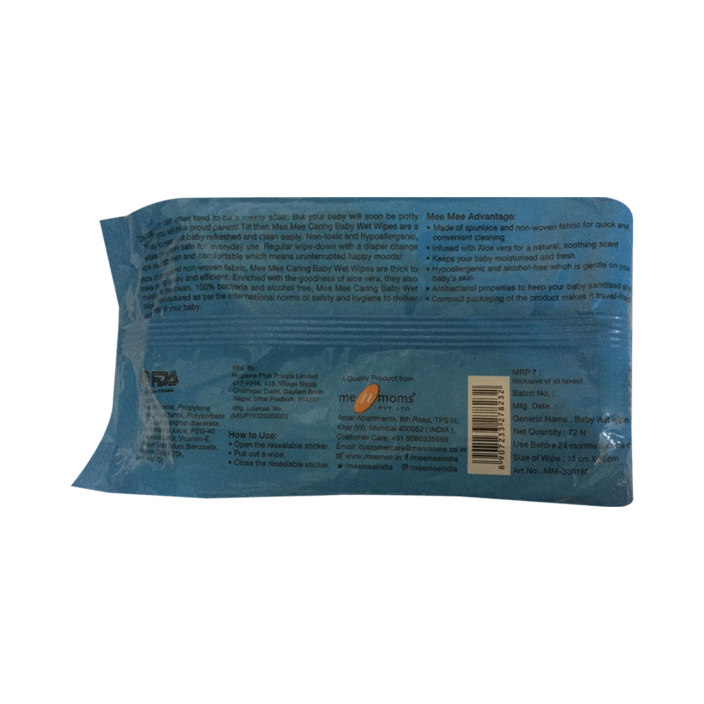 Mee Mee Baby Aloe Vera Wet Wipes | Paraben Free - Image 2