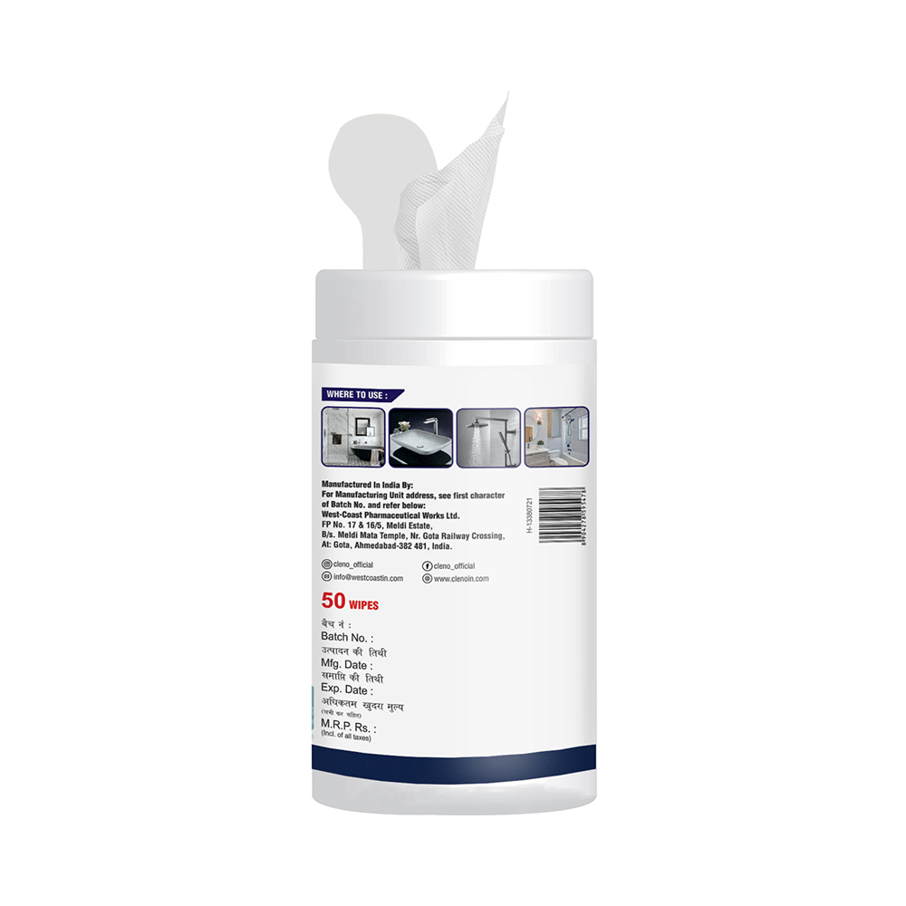 Cleno Bathroom Cleaner Wipes (50 Each) - Image 2