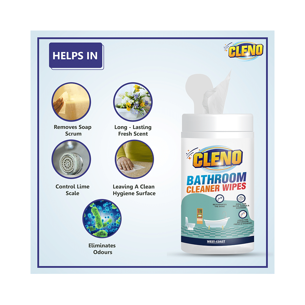 Cleno Bathroom Cleaner Wipes (50 Each) - Image 5