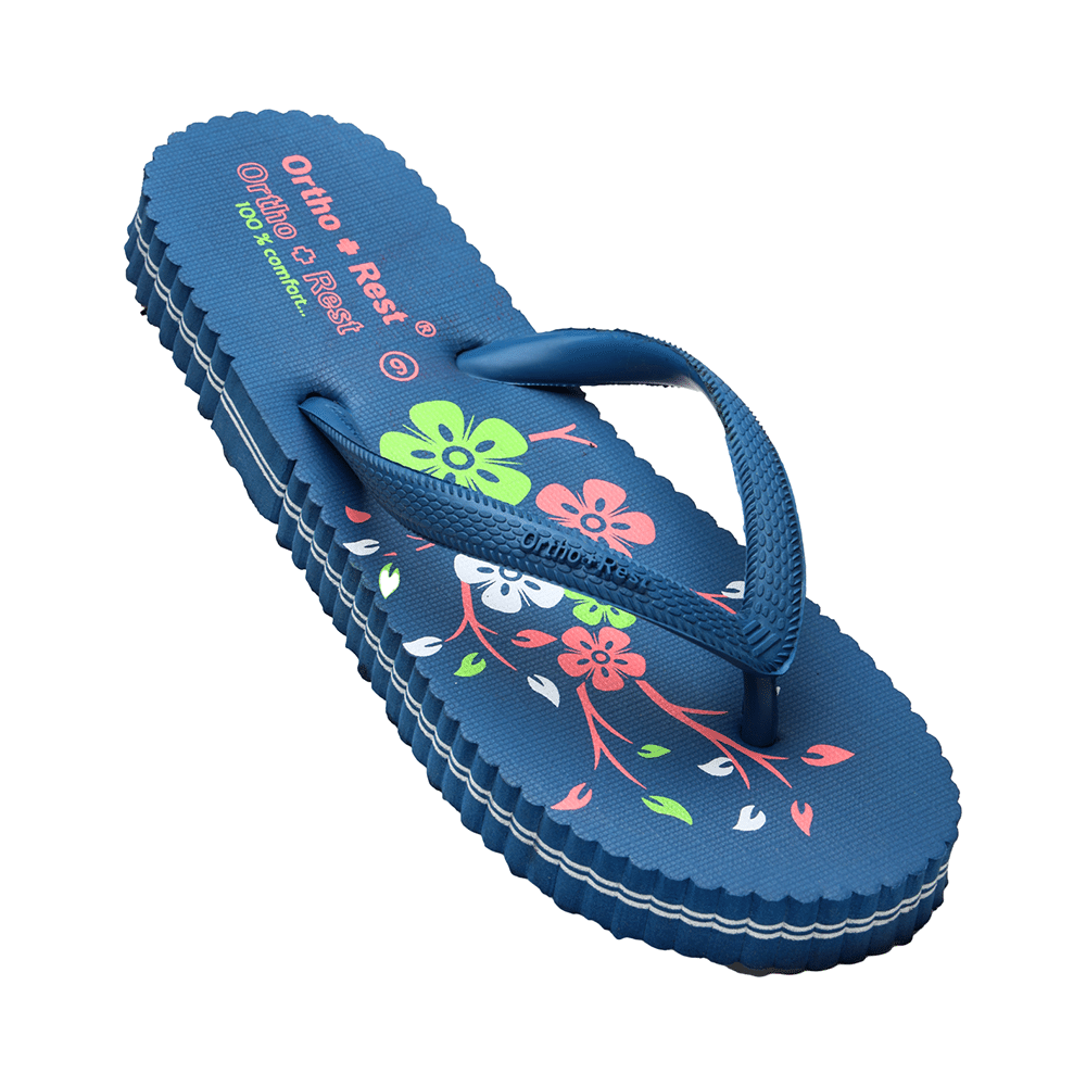 Ortho + Rest Women's Cool Extra Soft and Comfortable Orthopedic Flip Flops for Home Daily Use Blue 7 - Image 1
