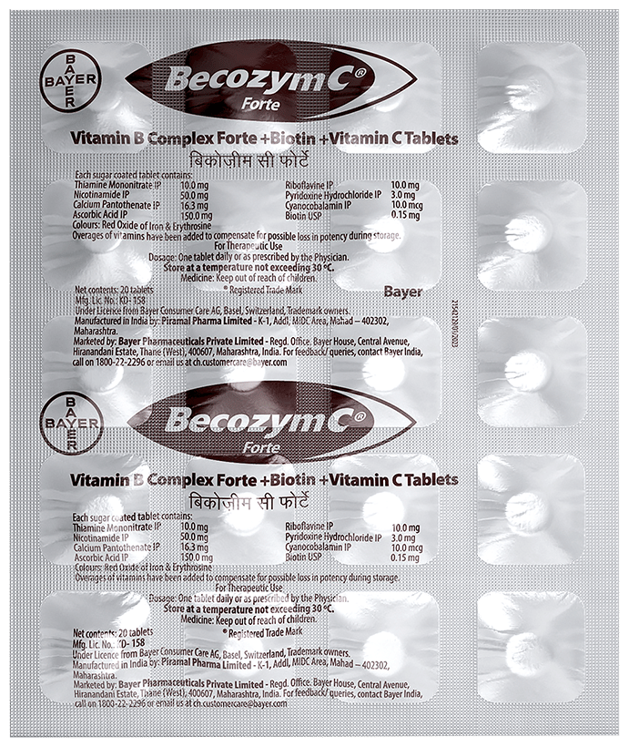 Becozym C Forte with Biotin, Vitamin C & B Complex - Image 2