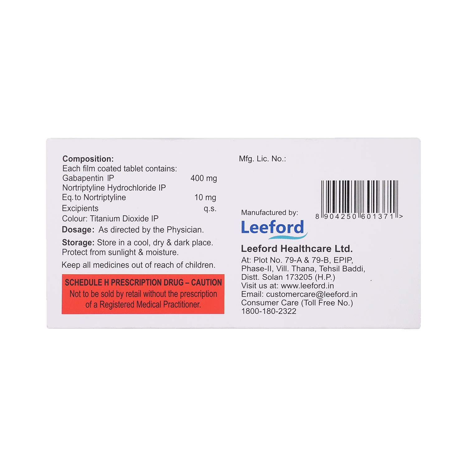 Gabanyl NT 400mg/10mg Tablet - Image 3