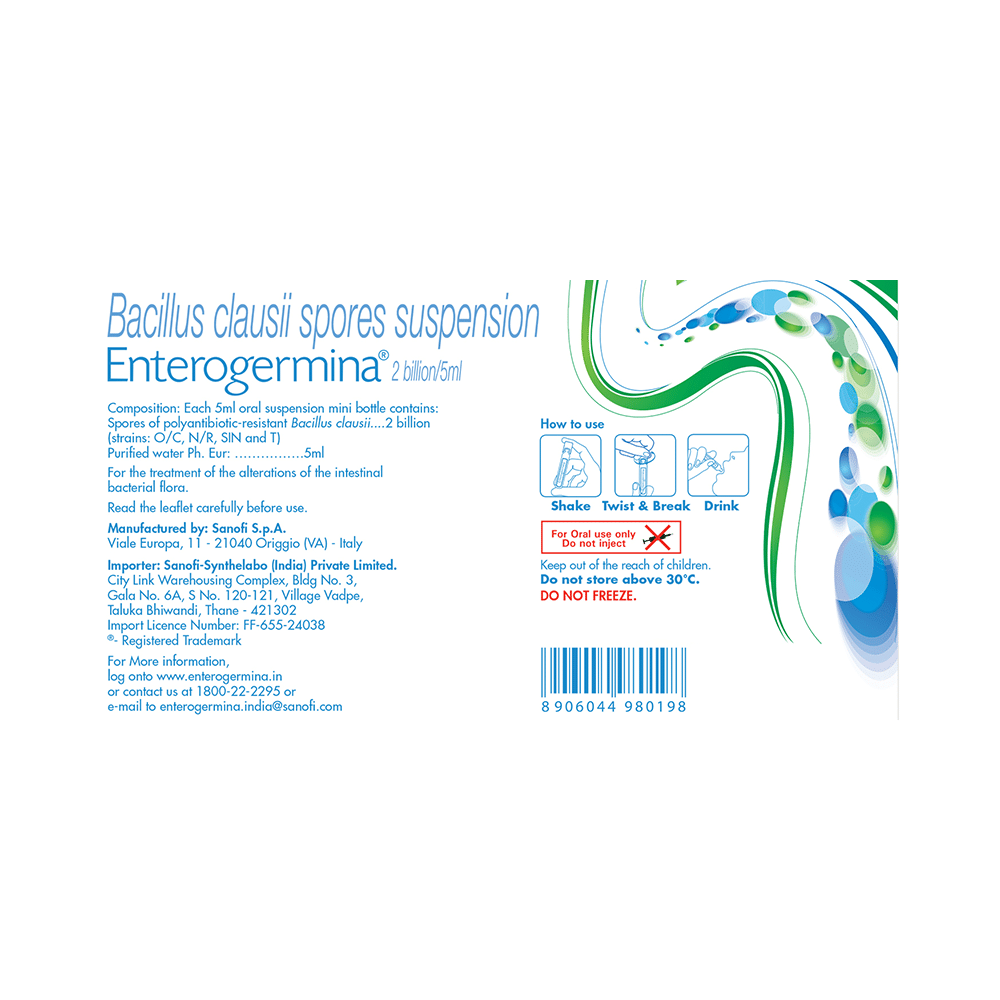 Enterogermina Probiotic Supplement for Diarrhoea & Gut Health | For Kids & Adults | Lactose, Sugar & Gluten-free - Image 2