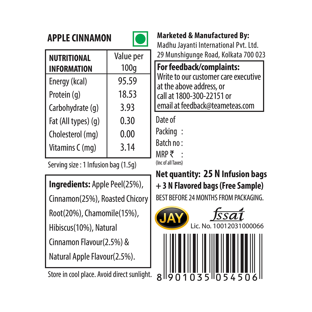TE-A-ME Fruit & Flower Infusion Bag (1.5gm Each) Apple Cinnamon - Image 3