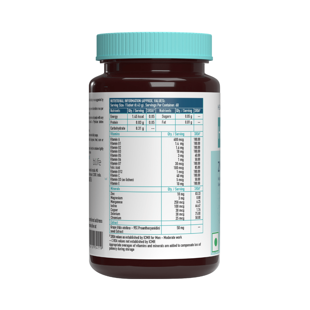 Healthkart HK Vitals Zinc Complex | Multivitamin & Multimineral with Grape Seed Extract for Energy & Immunity | Tablet - Image 2
