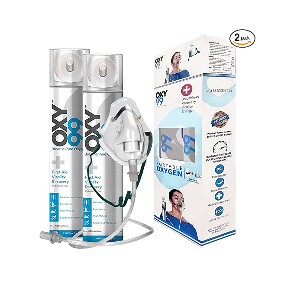 Oxy99 Portable Oxygen Can (6ltr Each) with 1 Mask
