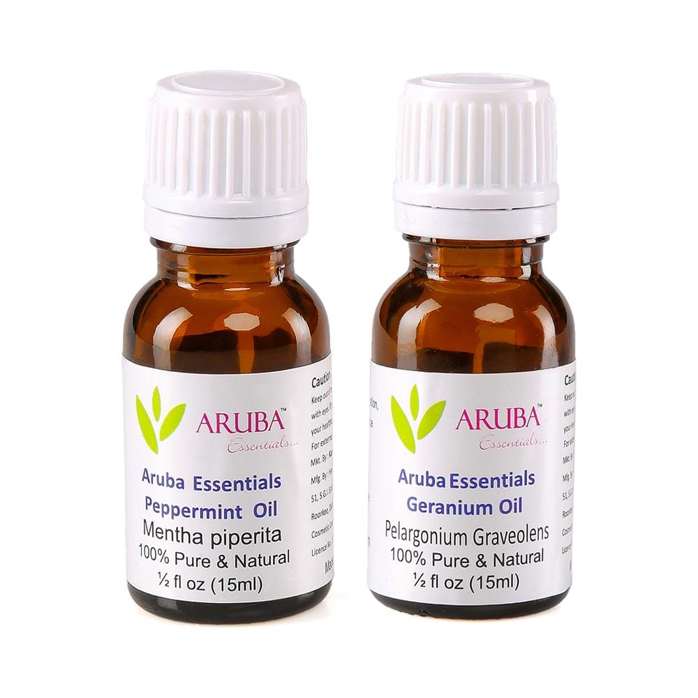 Aruba Essentials Combo Pack of Peppermint Oil and Geranium Oil (15ml Each) - Image 1