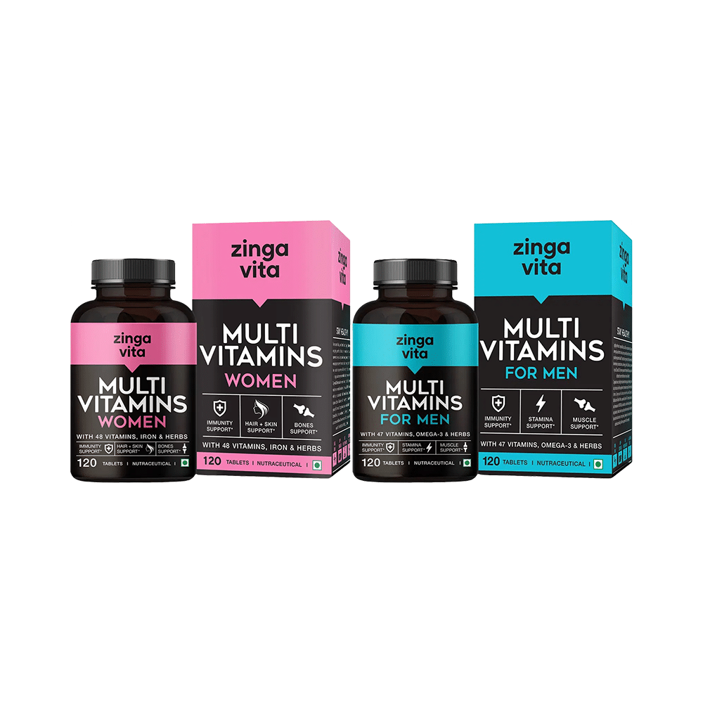 Zingavita Combo Pack of Multivitamin Tablet for Men Multivitamin Tablet for Women (120 Each)