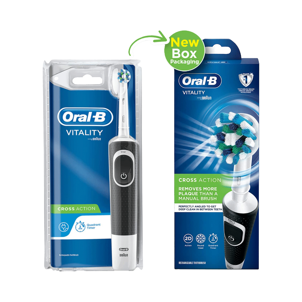 Oral-B Vitality 100 Braun Cross Action Electric Rechargeable Toothbrush Black - Image 2