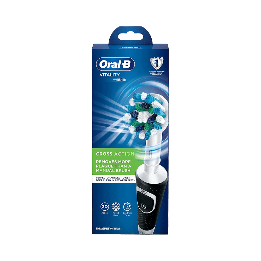 Oral-B Vitality 100 Braun Cross Action Electric Rechargeable Toothbrush Black - Image 1