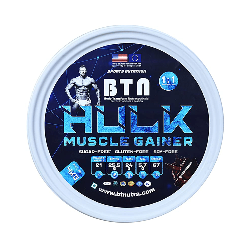 BTN Body Transform Nutraceuticals Hulk Muscle Gainer Powder Belgium Chocolate - Image 3