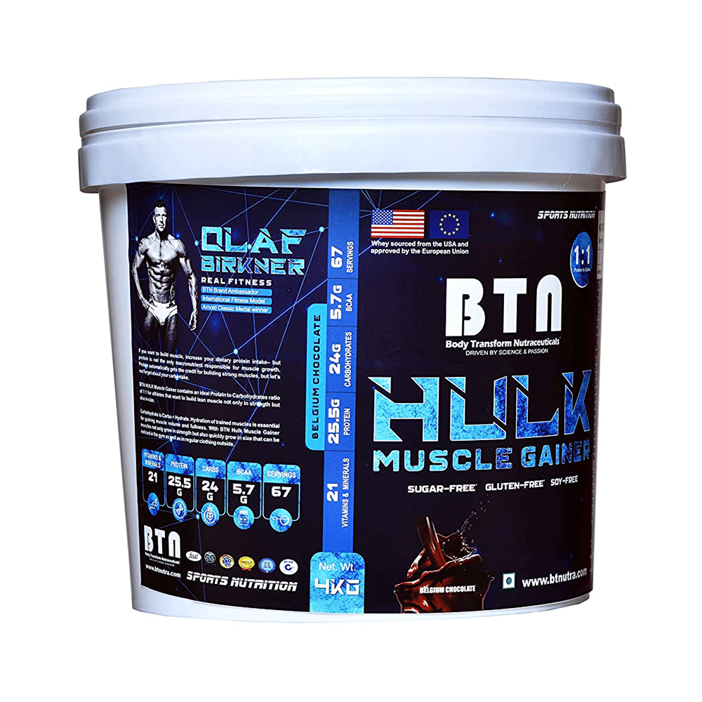BTN Body Transform Nutraceuticals Hulk Muscle Gainer Powder Belgium Chocolate - Image 2
