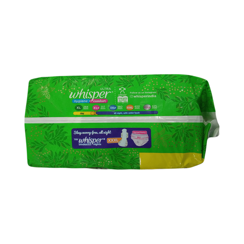 Whisper Ultra Hygiene + Comfort Sanitary Pads XL+ with 2 Whisper Thick Bindazzz Nights Sanitary Pads XXXL Free - Image 3