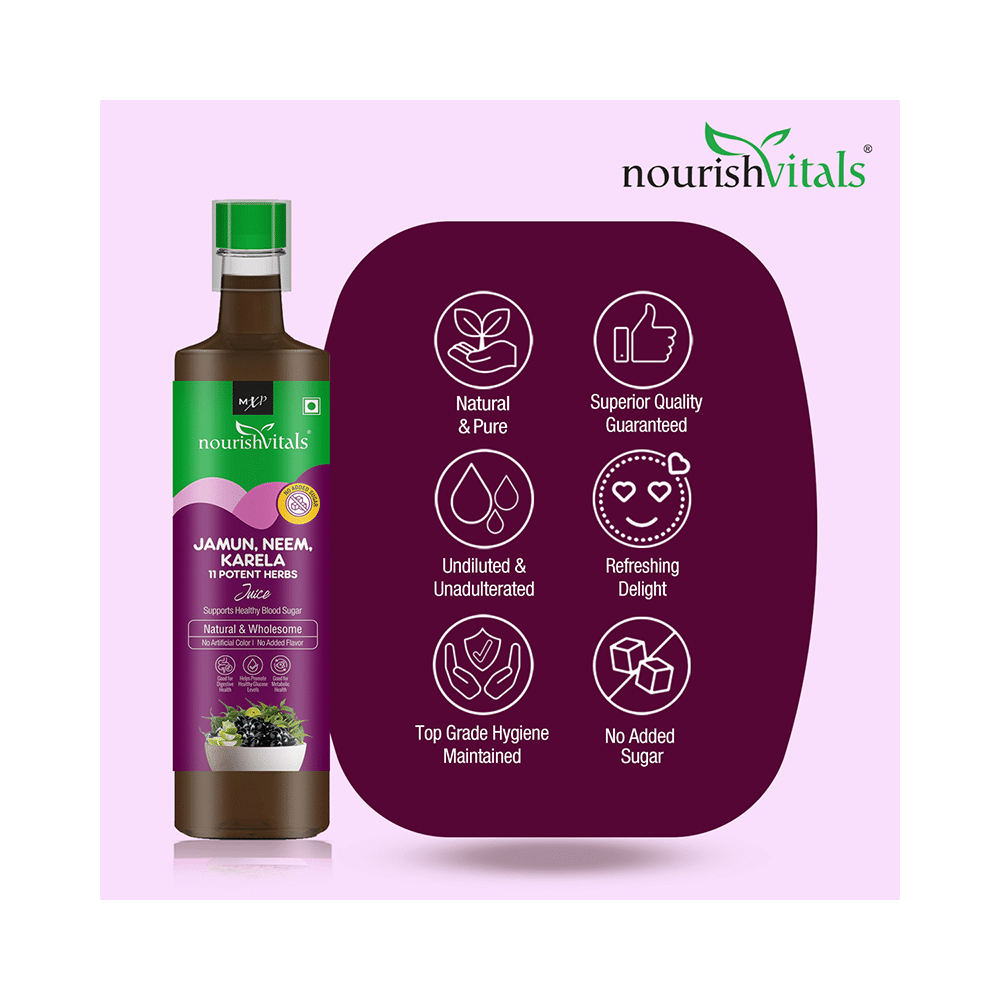NourishVitals Jamun, Neem, Karela & 11 Potent Herbs Juice (500ml Each) - Image 5