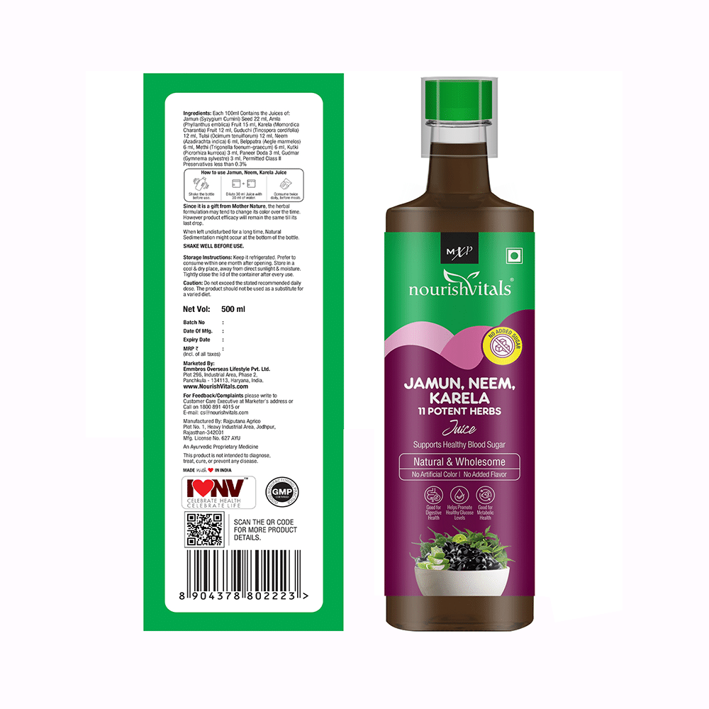 NourishVitals Jamun, Neem, Karela & 11 Potent Herbs Juice (500ml Each) - Image 11