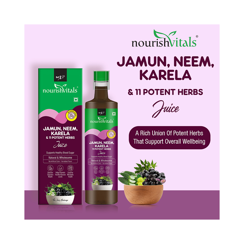 NourishVitals Jamun, Neem, Karela & 11 Potent Herbs Juice (500ml Each) - Image 3
