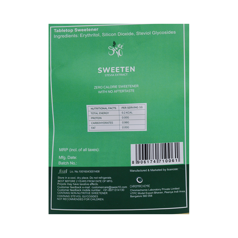 Swee10 Natural Stevia Sweetener Powder | Sugar Free | Zero Calorie Sugar Substitute - Image 3