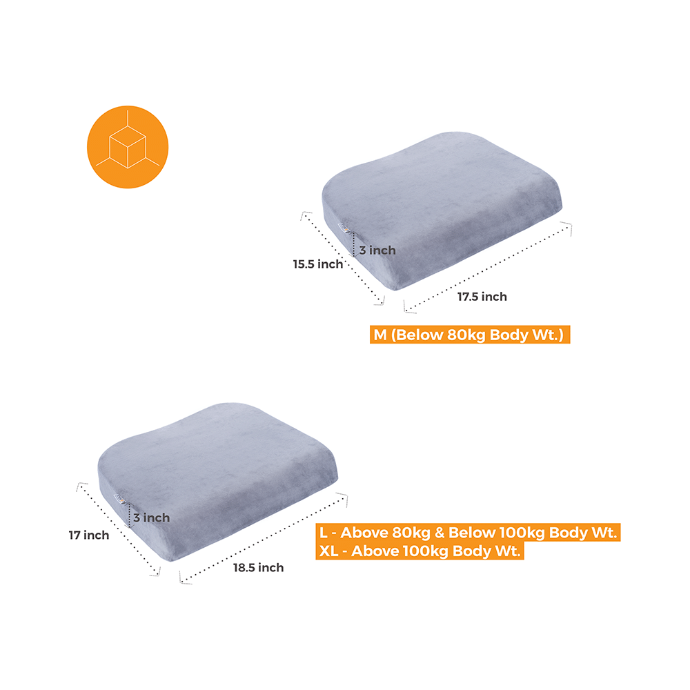 Fovera Tri-Foam Seat Cushion Large Velour Grey - Image 2