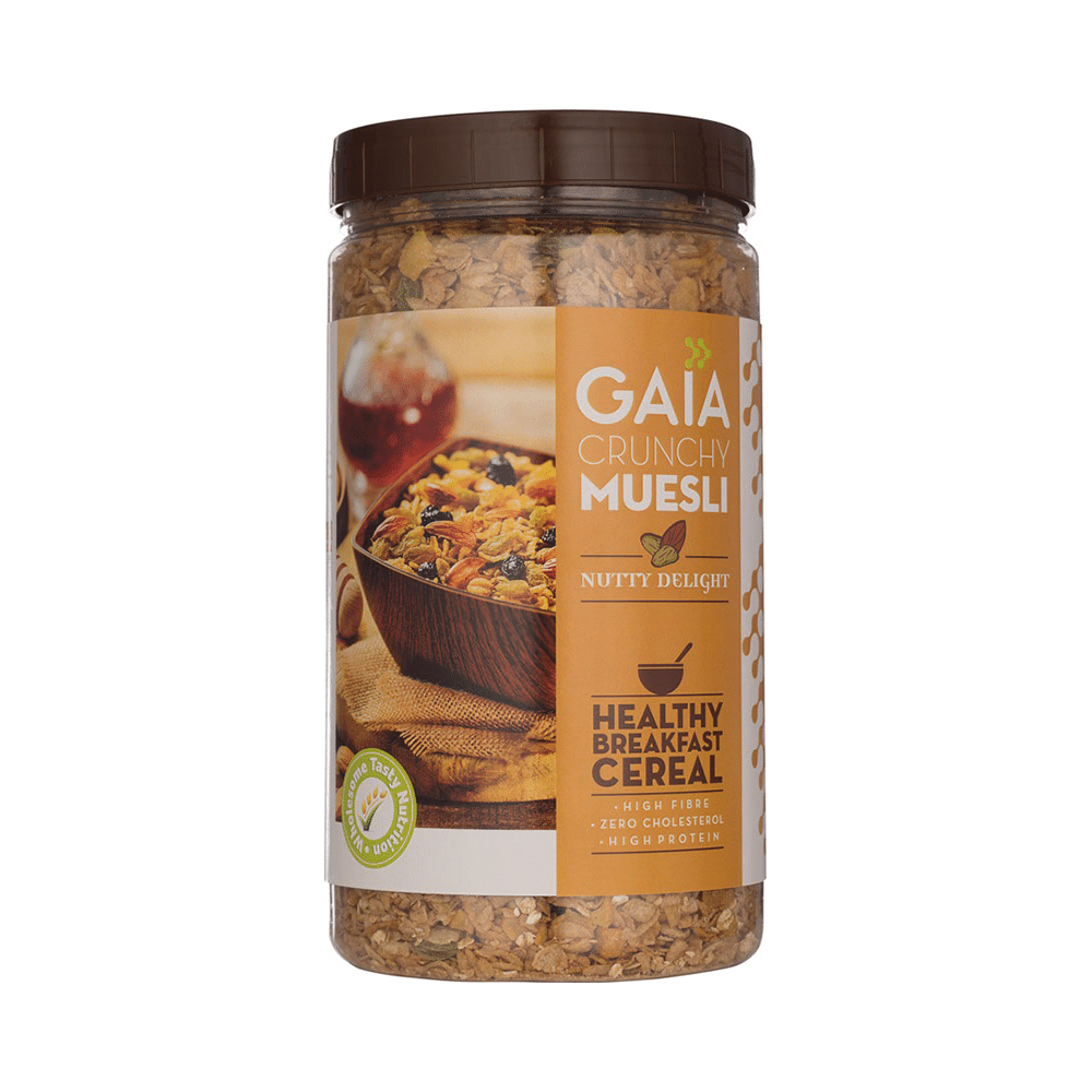 GAIA with Vitamins, Minerals, High Protein & Fibres for Nutrition | Crunchy Muesli Nutty Delight