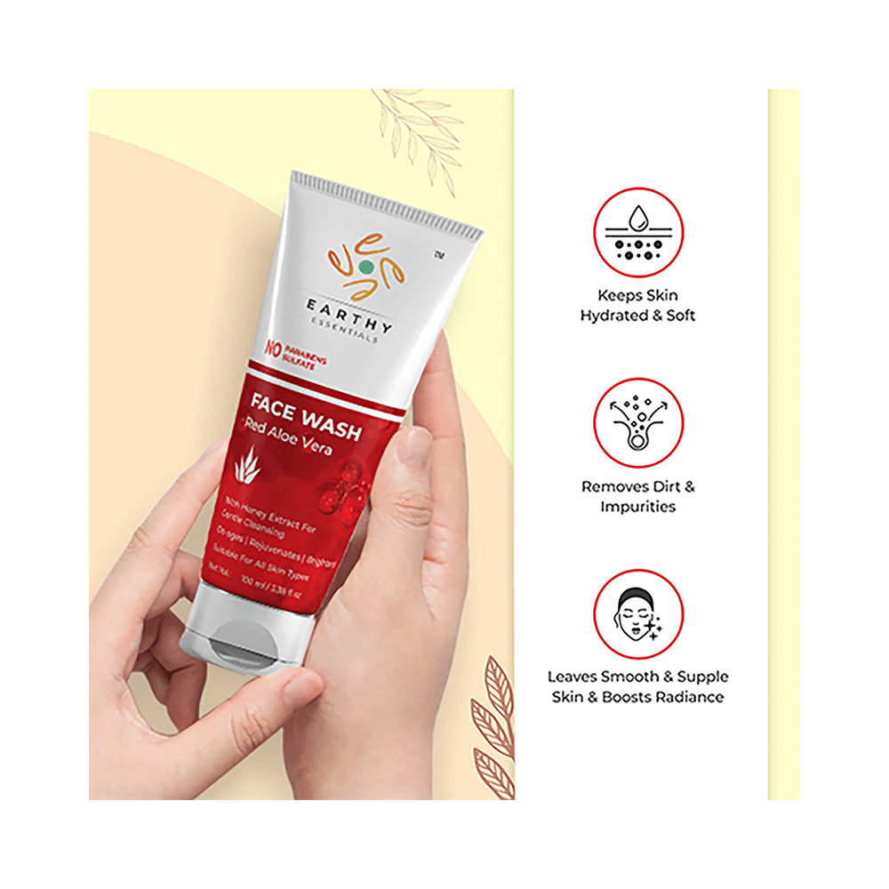 Earthy Essentials Combo Pack of Red Aloe Vera Shampoo 200ml & Red Aloe Vera Face Wash 100ml - Image 5