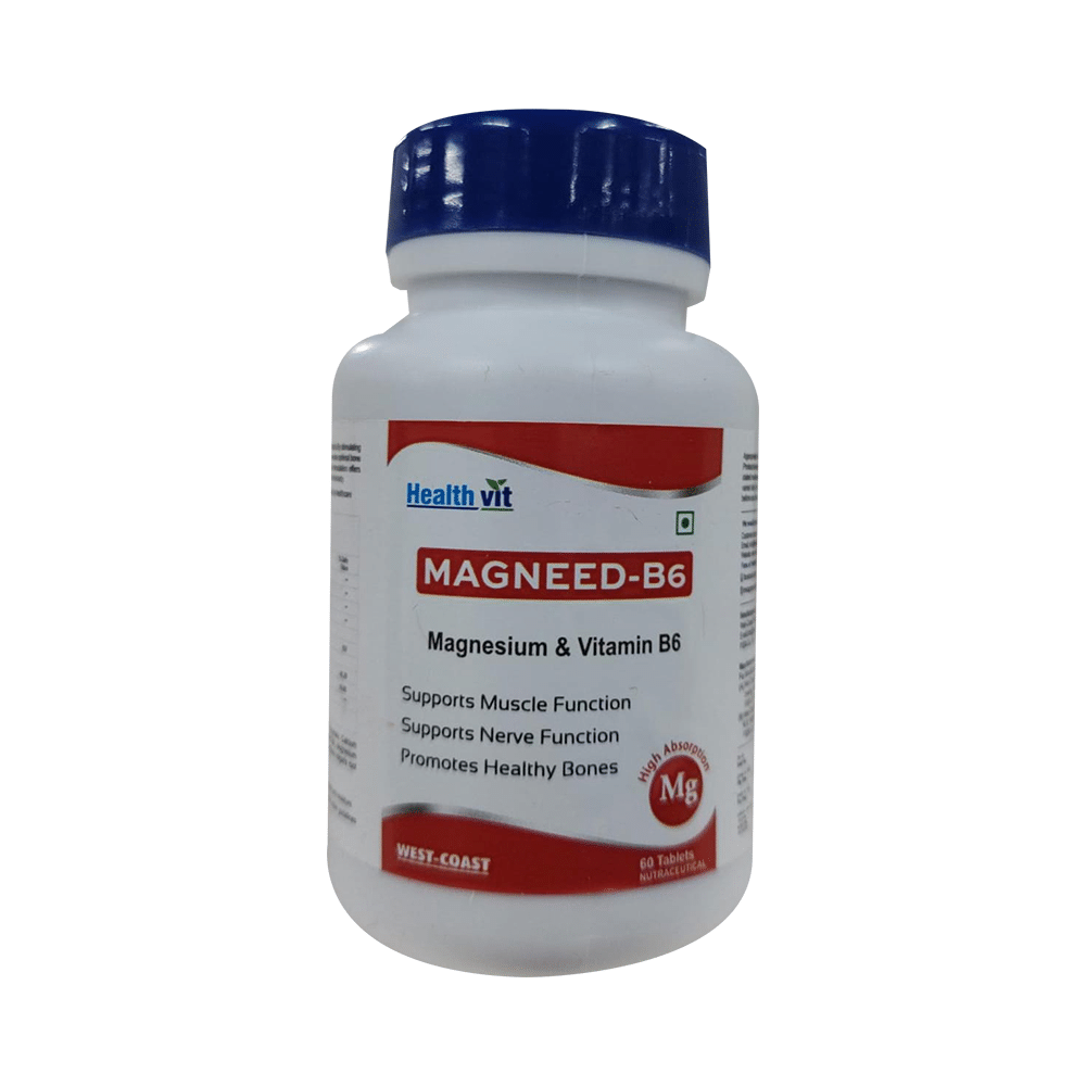HealthVit Magneed-B6 | With Magnesium & Vitamin B6 | For Bones, Muscles & Nerve Function | Tablet - Image 1