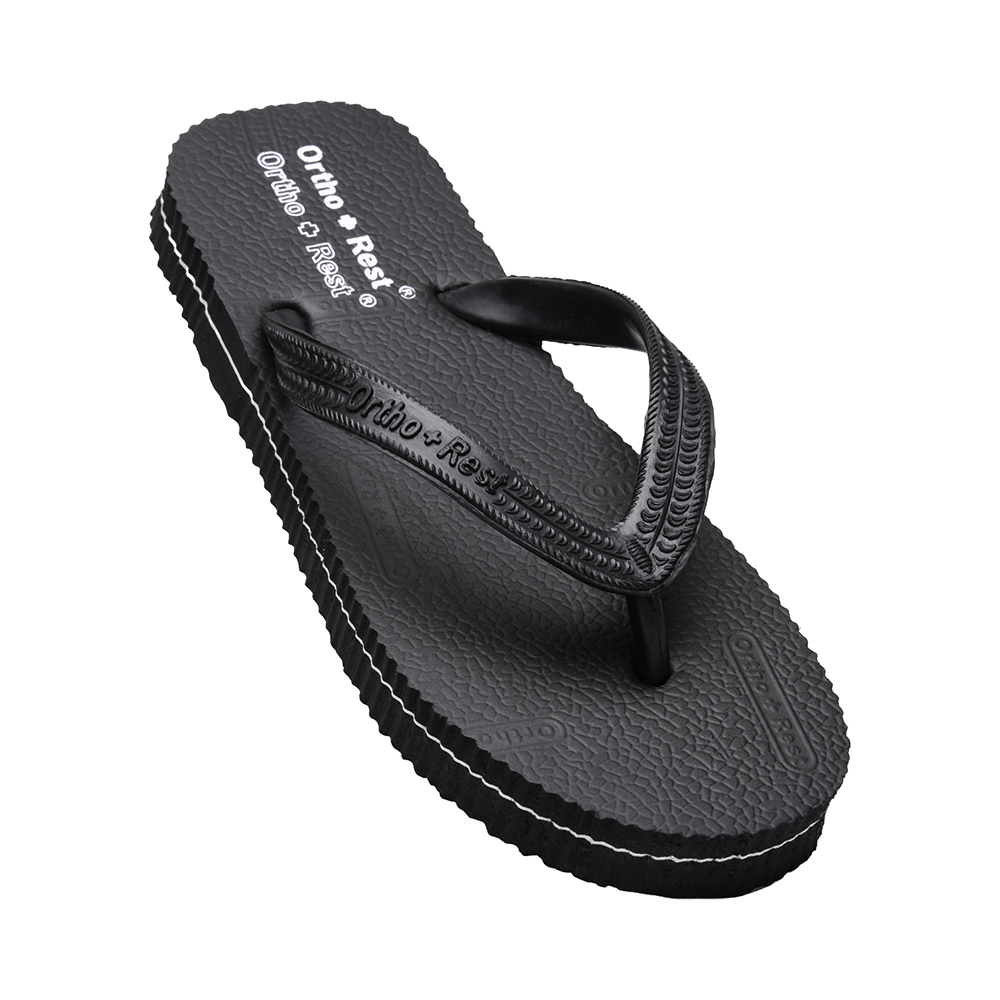 Ortho + Rest Unisex Hawaii Chappal Orthopedic Comfort, Bathroom Rubber Flip-Flops Black 10 - Image 1