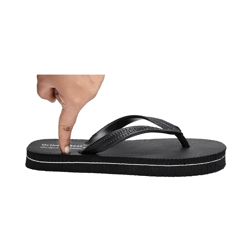 Ortho + Rest Unisex Hawaii Chappal Orthopedic Comfort, Bathroom Rubber Flip-Flops Black 10 - Image 3