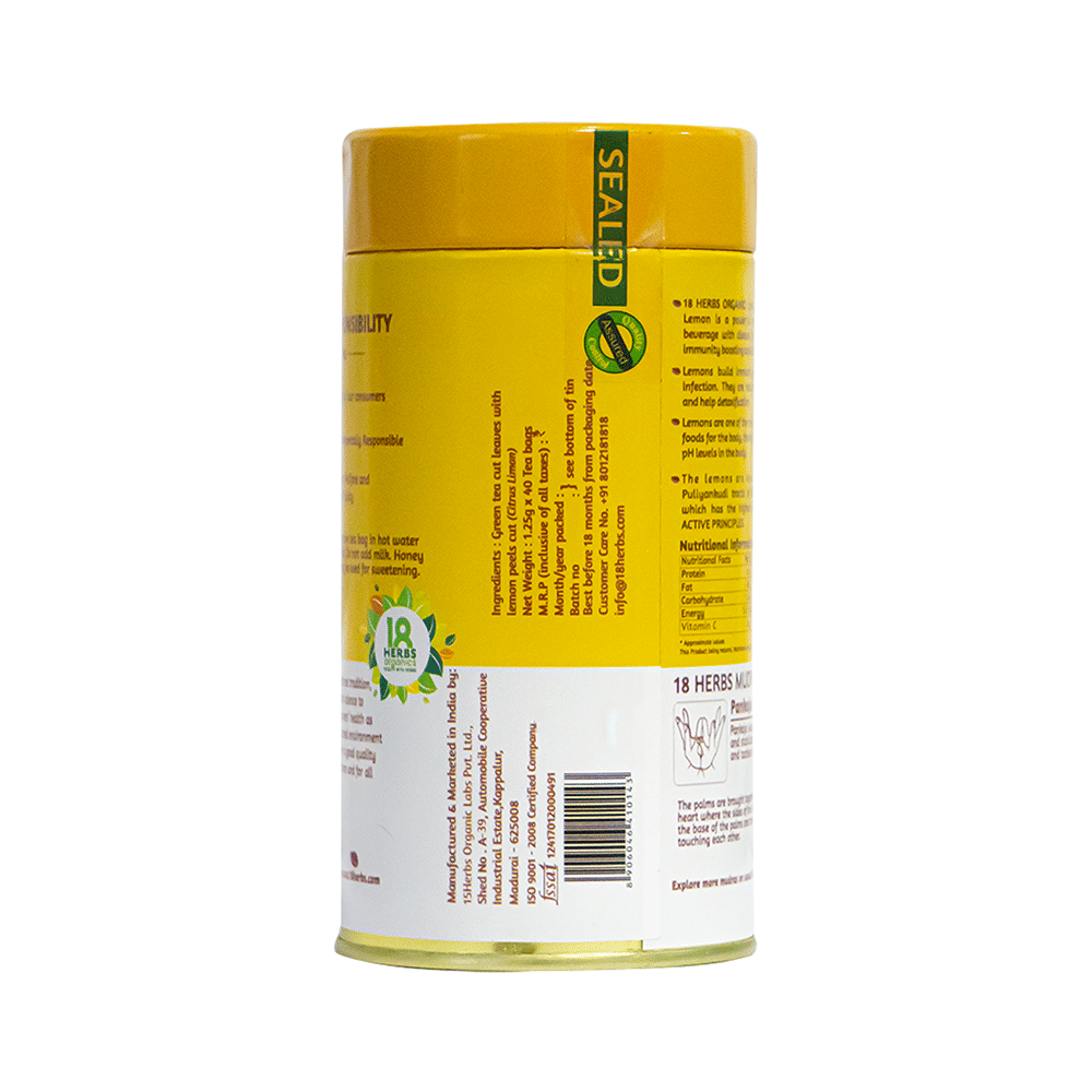 18 Herbs Organics Green Tea Bag (1.25gm Each) with Lemon - Image 3